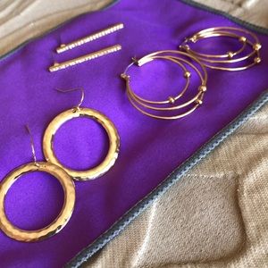 Lot of Three Pairs of Gold Earrings - Gold Hoops